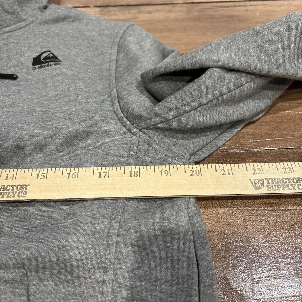 Quiksilver DryFlight Bonded‎ Fleece Hoodie Men's Small Heather Gray Pockets New